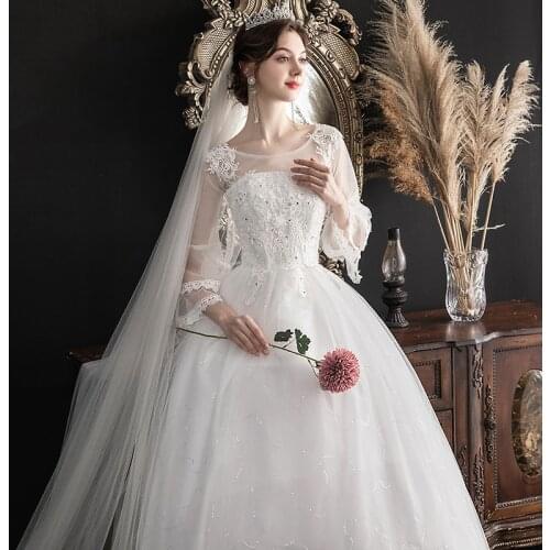 Plus Size Bridal Wedding Dress 2021 Classic Lace Flower Lace Up Ball Gown Vestido De Noiva