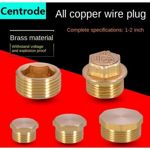 1/2 IN Copper Outer Wire Plug Water Heating Copper Fittings 1/4IN 3/8IN 3/4IN Water Pipe Plug Cap Bulkhead 1 IN Pipe Plug
