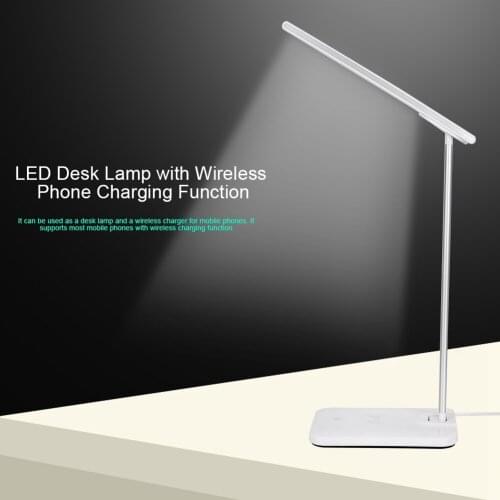 10W QI Wireless Charging Phone USB Charger LED Desk Lamp 135° Rotatary Dimmable Eye Protect Reading Light Table Lamp Folding