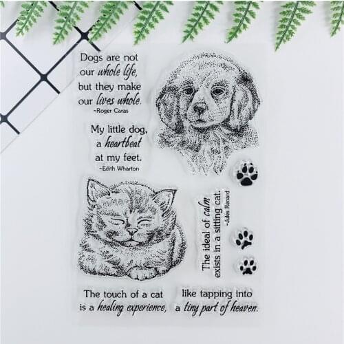 11*16 Cat Dog Transparent Clear Stamps Bullet Journal Seal For DIY Scrapbooking Rubber Stamp Sentiment Photo Album Card Making