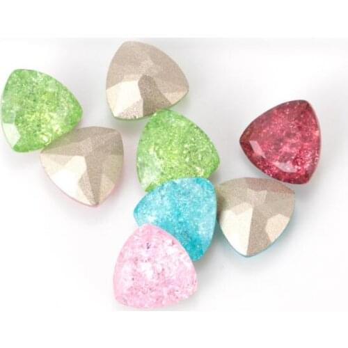 20Pcs High Quality K9 Crystal Ice Flower Colors Fat Triangle Shape Fancy Stone 12mm Pointback Glass Stones Jewelry Stone