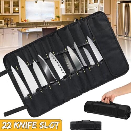 22 Pocket Choice Chef Knife Bag Roll Bag Kitchen Knife Holder Carry Case Bag Kitchen Cooking Portable Durable Storage Dropship
