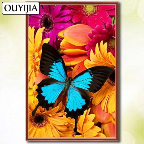 5D DIY Diamond Painting Full Square OUYIJIA Animal Butterfly Bird Flowers Mosaic Picture Of Rhinestones Diamond Embroidery Sale