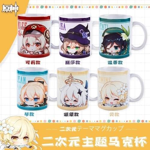 2020 Anime Genshin Impact Lisa Venti Klee Lumine Jean Paimon Ceramic Cut Mug Cup Cartoon Water Coffee Daily Cosplay Xmas Gifts