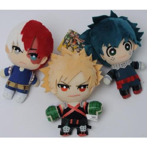 Anime My Hero Academia Kawaii Bag Pendant Keychain Midoriya Izuku Bakugou Katsuki Todoroki Shoto Cartoon Stuffed Plush Doll Toys