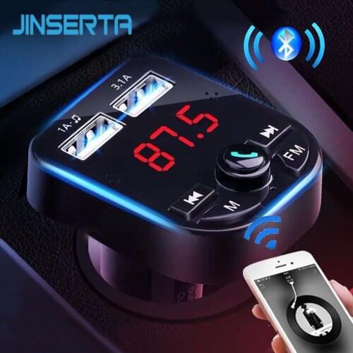 JINSERTA Car Bluetooth 5.0 Handsfree FM Transmitter LCD MP3 Player 3.1A USB Charger Support TF/U Disk Car Accessories