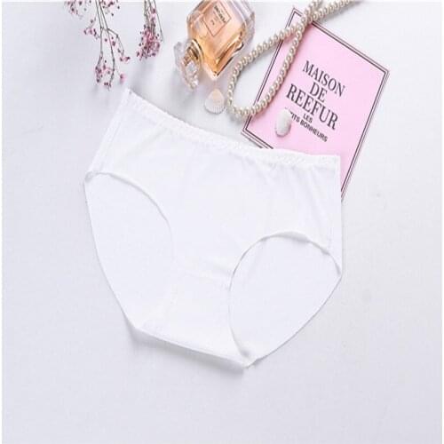 7 Colors Optional Ice Silk Seamless Womens Underwear Solid Color Ladies Waist Sexy Underwear Natural Ice Silk Underwear