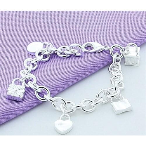 High Quality 925 Sterling Silver Five Lock Bracelet For Women Fashion Charm Wedding Engagement Party Jewelry Gift
