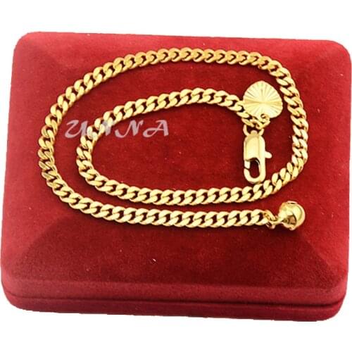 26cm Long Women Ladies Girls 3mm Width Yellow Gold Curb Foot Chain Anklets UN004052103 (NO RED BOX)