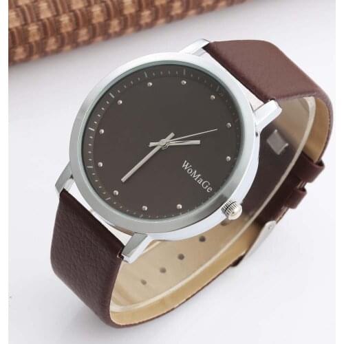 WOMAGE Fashion Unisex Watches Men Women Casual Watches Leather Strap Quartz Wristwatch relogio masculino relogio feminino