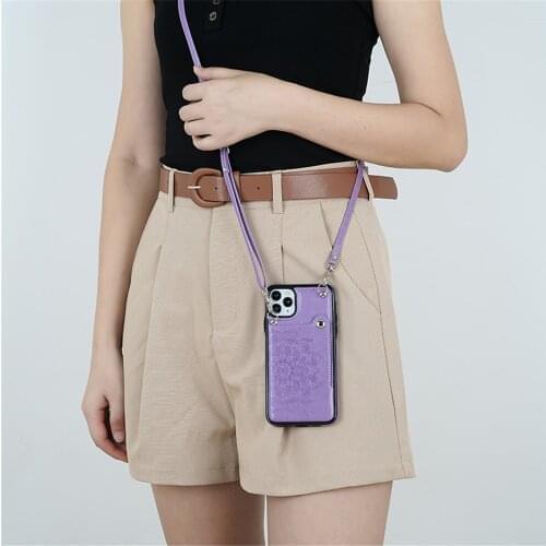 Mandala Flower Long strap lanyard phone case For Galaxy S8/9 S10 PLUS S10E S20 ultra plus A51/71/81/91/90 5G A20S card phone bag