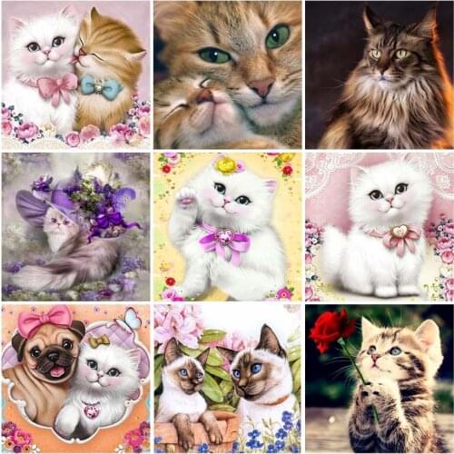 DIY 5D Diamond Painting Diamond Embroidery Animal Cat Cross Stitch Full Round Resin Mosaic Rhinestones Home Decor Wall Gift