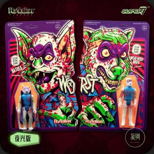 Super7 The Worst Friday The 13Th Batula GID Werewolf GID Luminous Hang Card Toy Action Figures Toys for Children Gift