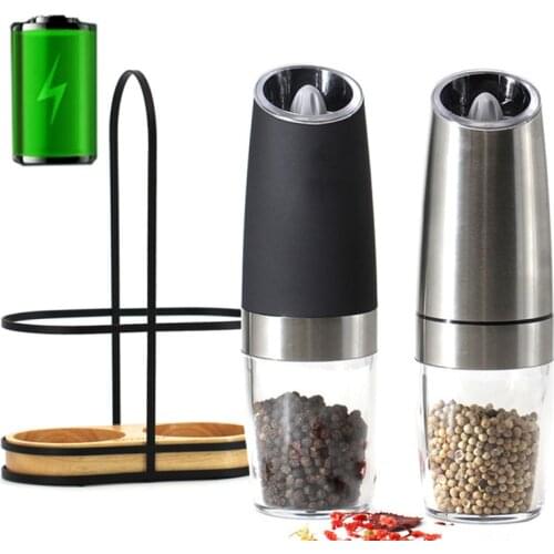 Electric Salt Pepper Grinder Adjustable Coarseness Herb Grinder Stainless Steel Spice Mill Gravity Sensor Automatic Kitchen Tool