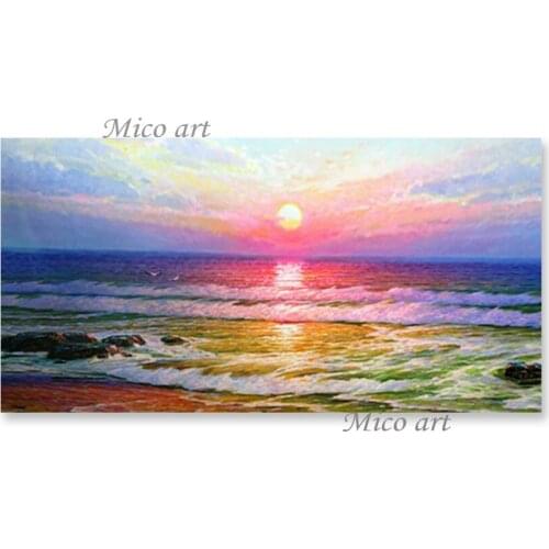 Sun Rise Scenery Canvas Oil Painting Unframed Hand Painted Home Wall Decoration Panel Abstract Seascape Canvas Wall Art Pieces
