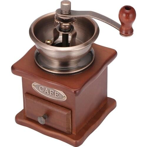 Coffee Bean Grinder Wooden Manual Coffee Grinder Hand Stainless Steel Retro Coffee Spice Mini Burr Mill With Ceramic Millstone