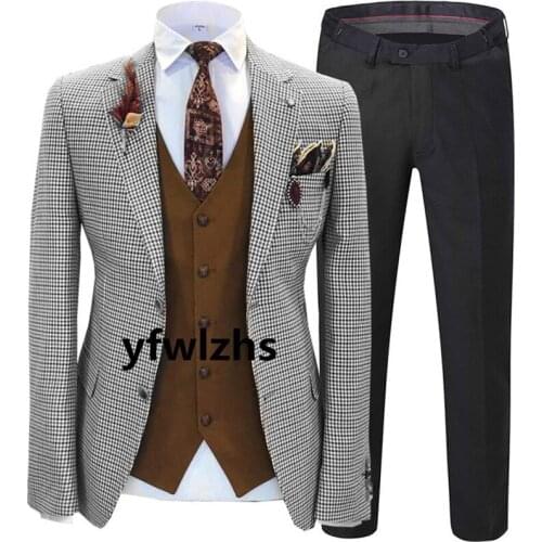 Handsome Two Buttons Groomsmen Notch Lapel Groom Tuxedos Wedding Dress Men Suits Blazer Prom Dinner (Jacket+Pants+Tie+Vest) B27