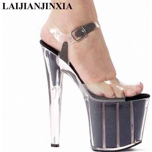 LAIJIANJINXIA Sexy Women Shoes 20cm Sexy Super High Heel Crystal Sandals, Platforms Performance / Star / Model, Dance Shoes