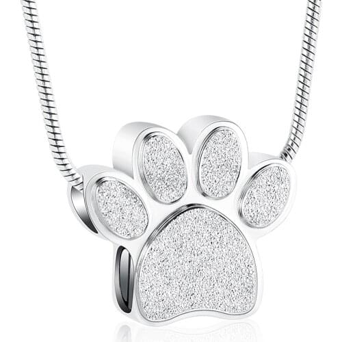 Paw Print Cremation Jewelry for Ashes Shiny Memorial Urn Necklace for Dog/Cat Ashes Keepsake Ashes Holder Urn Jewelry