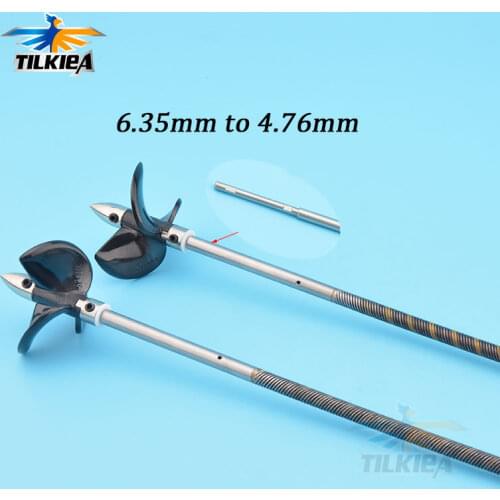 Left/Right 6.35mm 1/4" Flexible Shaft 6.35mm to 4.76mm 3/16'' Prop Shaft with Prop Nut Drive Dog Propller for gas Nitro Rc Boat