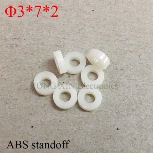 M3x7x2 ABS Round spacer standoff White Non-Threaded Plastic Spacer Circle Hollow Standoff 100pcs