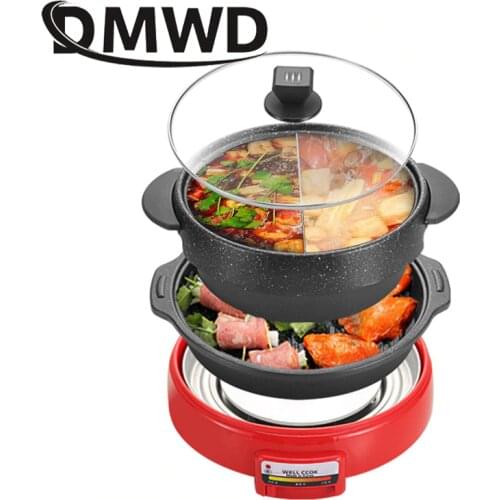 Multifunction Teppanyaki Frying Pan Electric Shabu Roaster Oven Korean Barbecue Grill Heater Stew Soup Hotpot Skillet Cooker Pot