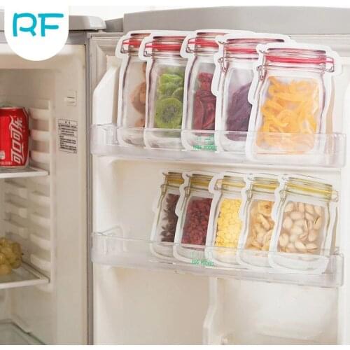 Reusable Mason Jar Bottles Bags Nuts Candy Cookies Bag Waterproof Seal Fresh Food Storage Bag Snacks Sandwich Zip Lock Bags R-F