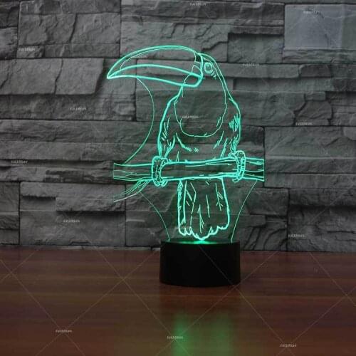 Hornbill Model Led 3d Desk Lamp Decorative Luminous Bedside Table Lamp For Living Room Remote Touch switch
