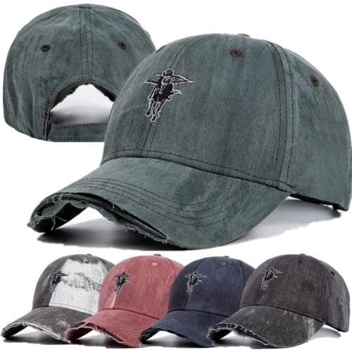 New Mens Cotton Baseball Cap Flying Horse Embroidery Hole Edging Summer Hats For Male Outdoor Do The Old Style Sport Caps