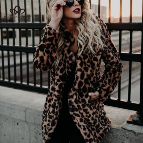 Bella philosophy Women New Winter Faux Fur Coats Vintage Leopard Female Loose Warm Coats Street Lady Animal Print Thick Outwears