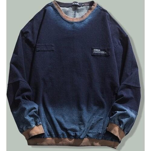 Hip Hop Retro Gradient Pullover Men Women Harajuku Streetwear Casual Washed Pullovers Fall Varsity Couple Oversize Unisex Clothe