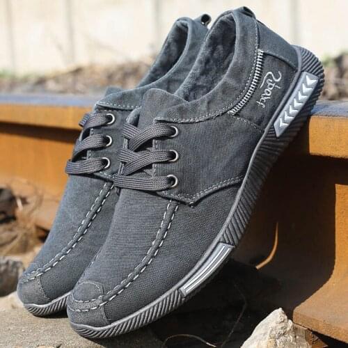 QWEDF Spring Autumn Canvas Men Shoes Denim Lace-Up Men Casual Shoes New Plimsolls Breathable Men Sneakers Male Footwear F3-25