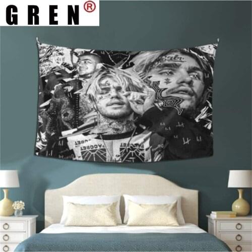 GREN Retro Lil Rapper Peep Wall Hanging Cloth Tapestry 3D Printing Wall Art Decorations Tapiz For Modern Home Decor Living Room