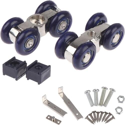 1Set Blue Light Sliding Door Roller Home Room Wood Door Hanging Wheels Bear 30KG Zinc Alloy +Door Rollers Furniture Hardware