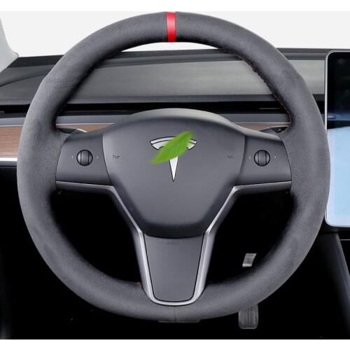 DIY Alcantara Hand Sewing Car Steering Wheel Cover For Tesla Model 3 Model Y Model S Model X Grip Cover car accessories