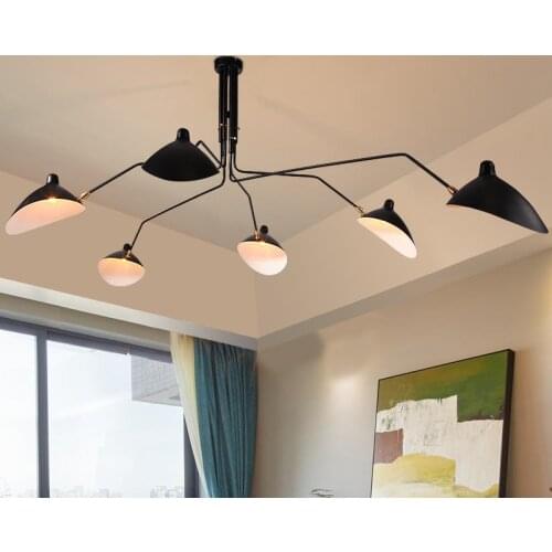 Serge Mouille black Pendant Lamp Coffee Shop Farmhouse country decor Long spider chandelier industrial Loft vintage Chandelier