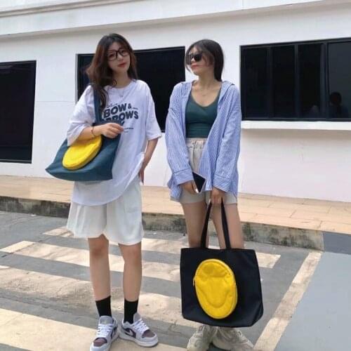 Unique Horizontal Design Detachable Denim Fabric Tote Bag Womens Nylon High-capacity Fashion Contrast Color Single Shoulder Bag