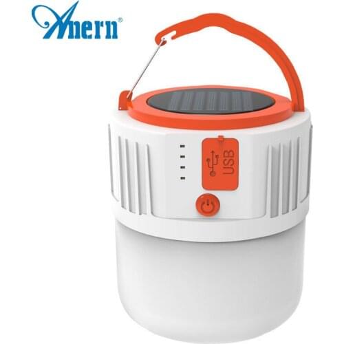 Anern Solar LED Camping Light USB Rechargeable Bulb Outdoor Tent Lamp Waterproof Portable Lanterns Emergency Lights Dropshipping