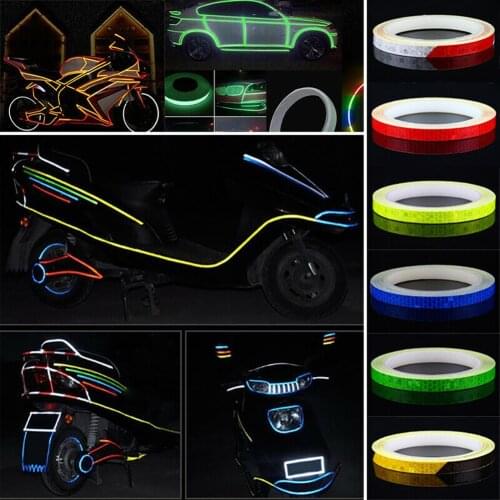 1cmx8m Car Moto Bike Body Reflective Safety Stickers Reflective Safety Warning Conspicuity Tape Film Sticker Strip Accessories
