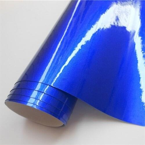 Ultra Glossy Candy Blue Vinyl Car Wraps Film Foil Vehicle Sticker Decal For Motor Computer Furniture Auto Graphic