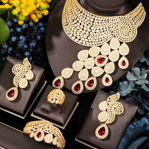 Brand Gorgeous New Sparkly Luxury Princess Bridal Big Necklace Bangle Earrings Ring Jewelry Set Brides Wedding Jewellery