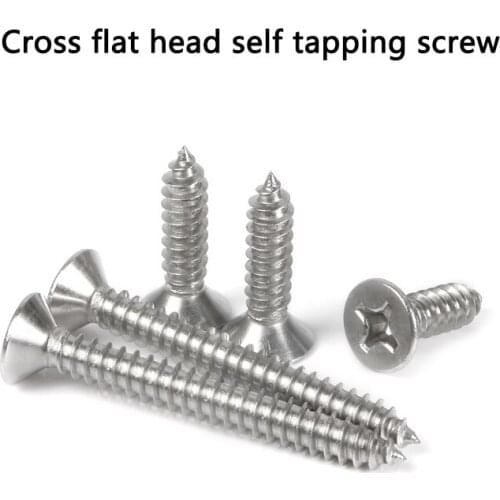 GuHua 304 Stainless Steel Cross Countersunk Head Self-tapping Screw Long Screw KA Philips Flat Head Tapping Screws M3M4M5 10pcs