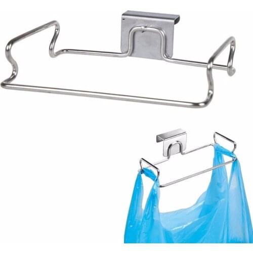 High Quality Stainless Steel Hanging Garbage Trash Bag Holder Storage Hanger Rack Door Cupboard Kitchen Tool