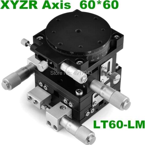 XYZR axis 60*60mm XYZR60-LM V-Type 4 Axis Trimming Platform Manual Linear Stage Bearing Tuning Sliding Table 29.4N LT60-LM