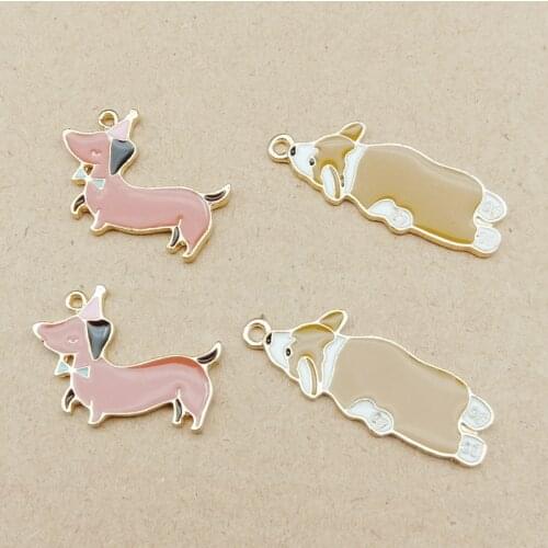 Jewelry Accessories Corgi Dachshund Dog Accessories Pendant Necklace Earring Pendant Handmade DIY Material Animal Charms 50pcs
