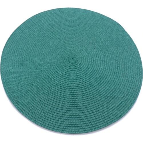 1pc Placemats for Dining Table 38cm Round Gray Woven PP Table Mat Waterproof Non-Slip Napkin Pads Lace Burlap Drink Cup Coasters