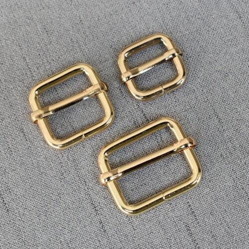 10 Pcs/Lot 15mm 20mm 25mm Golden Adjuster Buckle Environmental Slider For Sewing Belt Bags DIY Accessory High Quality Plated