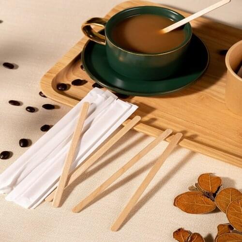 100pcs Disposable stir sticks Natural Wooden tea Coffee Stirrers Shop Cafe Supplies Dinerware Sets