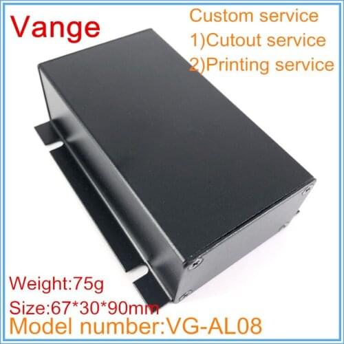 2pcs/lot black color mould shell project box 67*30*90mm 6063-T5 Aluminum case enclosure for wall-mounted PCB product
