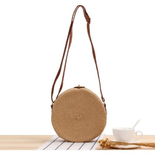 21x21CM New Round Single Shoulder Bags Women Messenger Bags Dual Purpose Woven Bag Ins Summer Beach Bag Straw Bag Women a7145